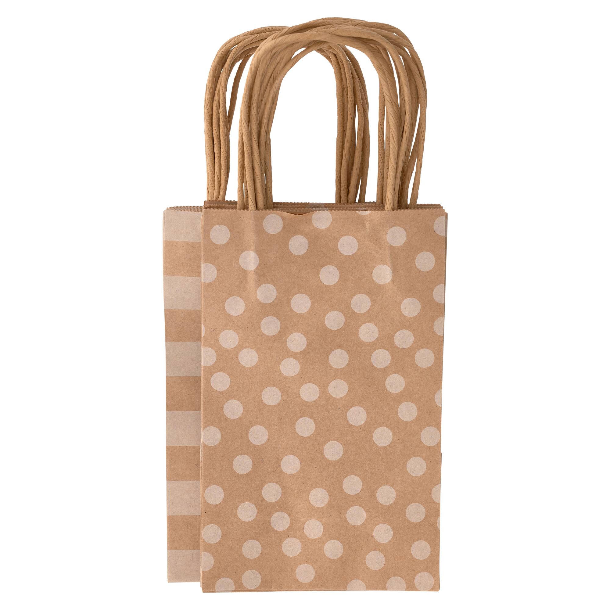 Small Kraft Dots & Stripes Paper Bag Value Pack by Celebrate It™